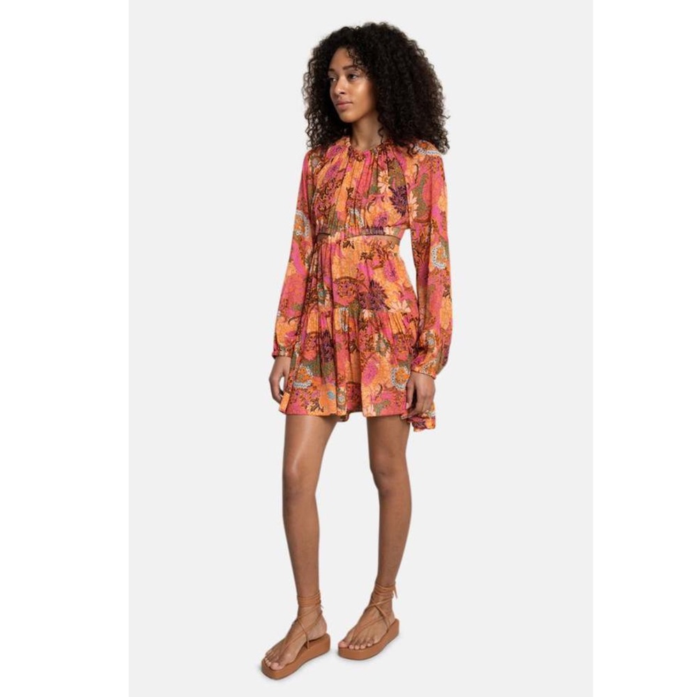 ALC Dress Izzy Silk Floral Print Long Sleeve Cut Out Fit & Flare Resort Size 10